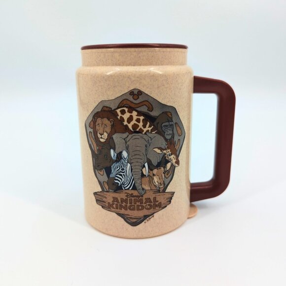 Vintage Disney Animal Kingdom Travel Mug USA Made 6" Plastic Cup w/ Lid - Picture 1 of 12